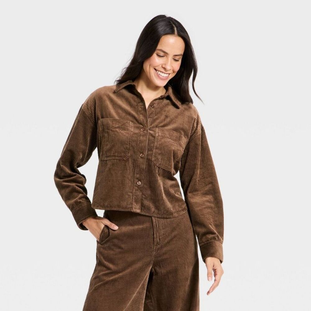 Universal Thread Brown Corduroy Button-Up Tunic
